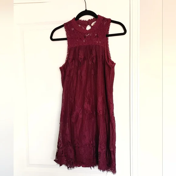 Taylor & Sage Dresses | Taylor & Sage Maroon Lace Dress | Color: Purple/Red | Size: M | Courtneychan214's Closet
